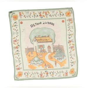 Hermes lime and multicolor Hermès 40cm silk mousseline scarf or pocket square